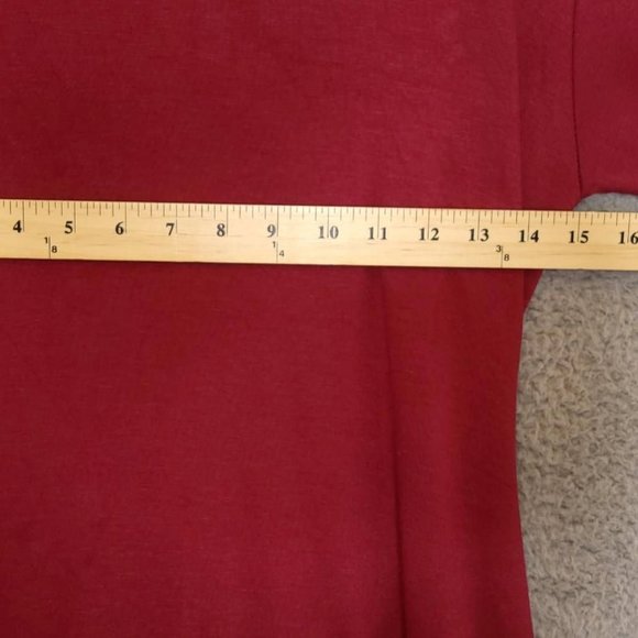 Fraiche By J Womens T Shirt Dress Burgundy Knee Length Long‎ Sleeve Sash L - Picture 3 of 8